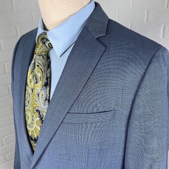 Marzotto Banana Republic Blazer Men 42R Blue Modern Slim Super 100s Wool Jacket - Picture 1 of 15